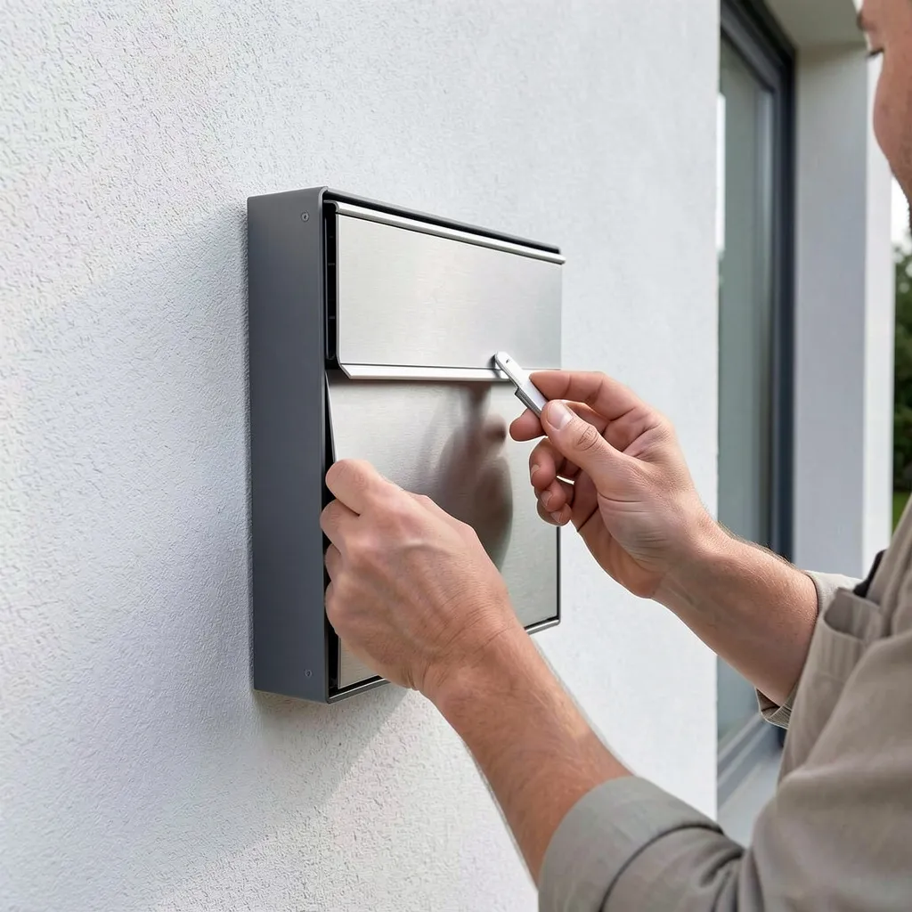 Freestanding mailbox at driveway entrance