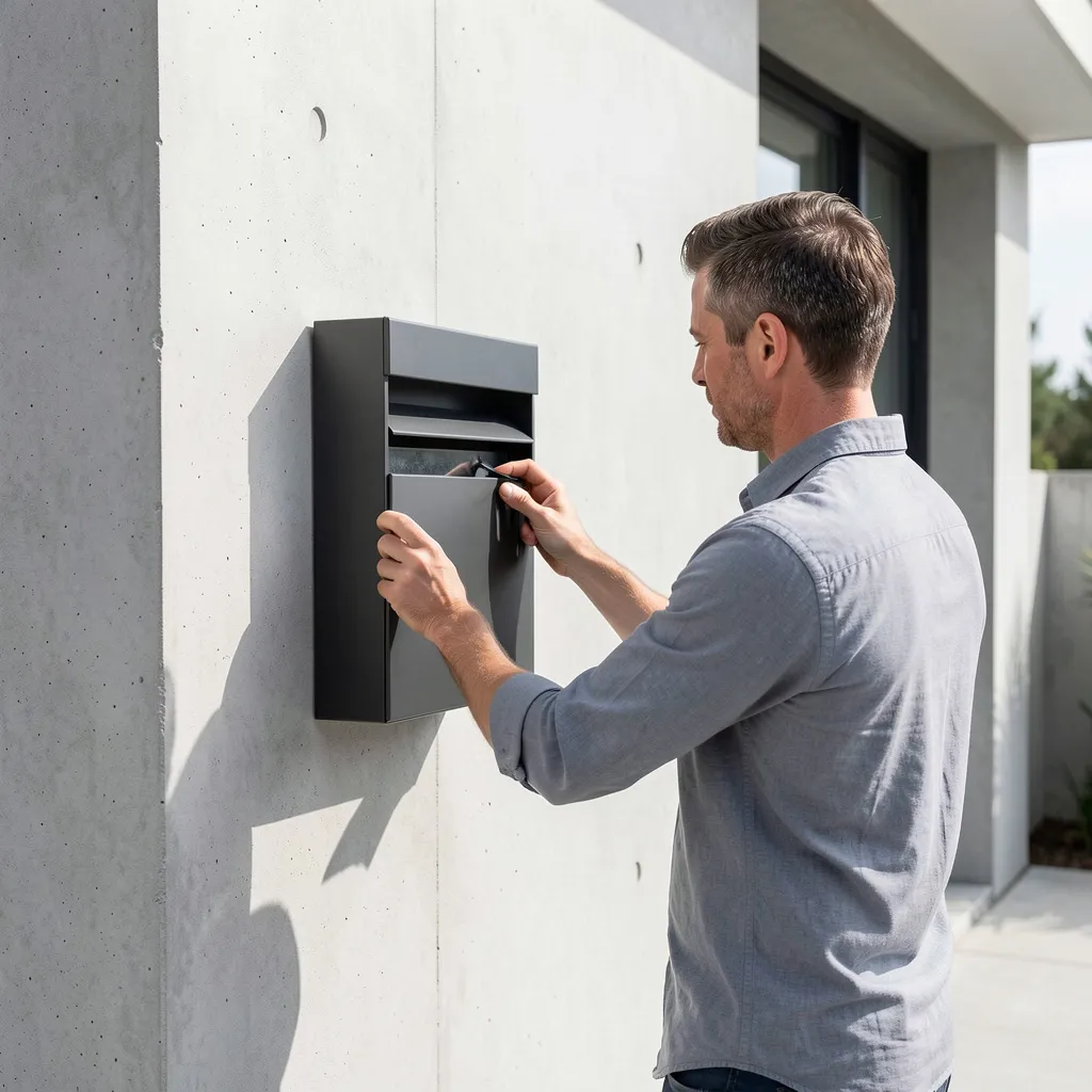 Modern residential entrance with integrated letterbox